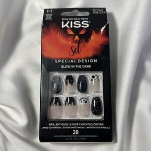 Kiss Special Design Glow In The Dark Nails Glue Included‎ Halloween Glitter Cat